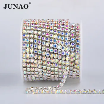 JUNAO SS6 SS12 SS18 шиене злато планински кристал верига ресни Crystal лента покритие стъкло апликация кристали crossfeed за облекло DIY занаяти