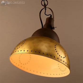 JW_Loft Nortic Vintage Industrial Желязо Pendant Lamp Gold Rivets Personality Pendant Light for Restaurant Bar Studio Decoration