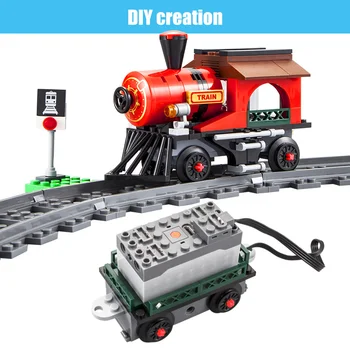 KAIYU Electric City Train дистанционно управление Building Block Creator технически RC track Railway vehicle Bricks подаръци играчки за деца