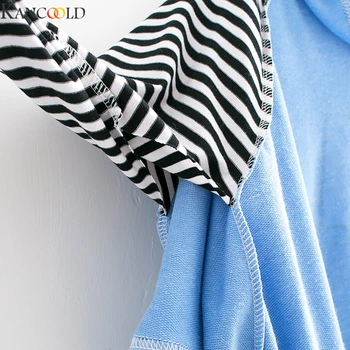 KANCOOLD Women Hooded Sweatshirt Long Sleeve Crop Лоскутная блуза, пуловер върховете hoody корейски стил синьо черно бяла #1