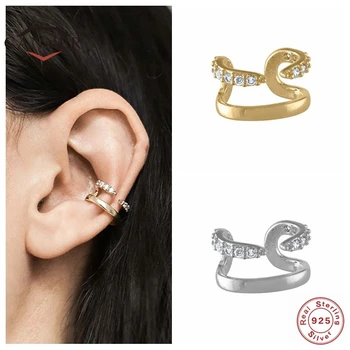Kanner 925 сребро ушна маншет за жени на ухото клип смисъл C-образна перлата на ухото клип без пиърсинг змия обеци, Обеци, бижута