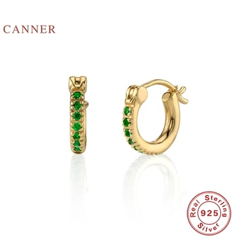 Kanner зелен Чар обици с диаманти обръчи 925 стерлинги сребърни бижута, модни Циркон обеци за жени, бижута Обеци Pendientes