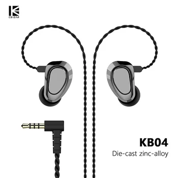 KBEAR KB04 1BA + 1dd хибриден водача HiFi слушалки Dj работи втулки с 2-пинов кабел метални втулки KBEAR KB04 / KB10