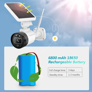 KERUI 1080P 2MP Слънчева акумулаторна безжична камера, WIFI външна IP камера Алекса Cloud IP66 водонепроницаемое видеонаблюдение