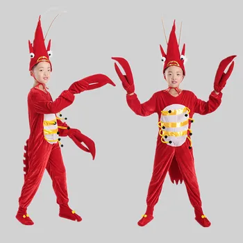 Kid Adult Хелоуин cosplay party red crab costume омар costume children animal смешни prawns clothes гащеризон мъжете момче момиче