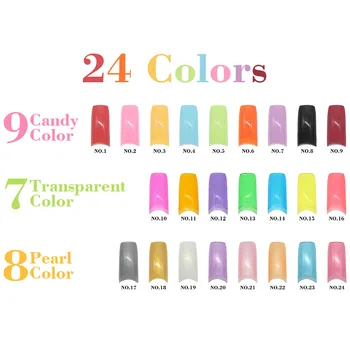 Kimcci 500 бр. / лот 24 бонбони с цвят на френски фалшиви съвети за нокти на Дъга цвят изкуствени фалшиви нокти Изкуство за красота с маникюр, грим инструменти