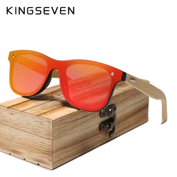 KINGSEVEN DESIGN 2019 сиамски лещи слънчеви очила мъжете бамбук жените марка дизайнерски очила червено огледало слънчеви очила нюанси