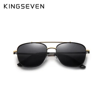KINGSEVEN DESIGN унисекс мъжки поляризирани слънчеви очила с квадратни рамки от неръждаема стомана мода мъжки слънчеви очила UV защита N7388