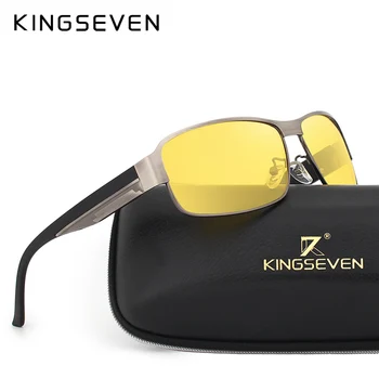 KINGSEVEN жълти поляризирани очила на Мъже, Жени очила за нощно виждане шофьорски очила на авиационните слънчеви очила с UV400