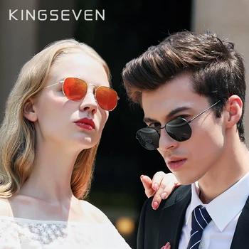KINGSEVEN нов шестоъгълник ретро светлоотразителни слънчеви очила мъжки слънчеви очила слънчеви Очила от неръждаема стомана Oculos Gafas De Sol нюанси