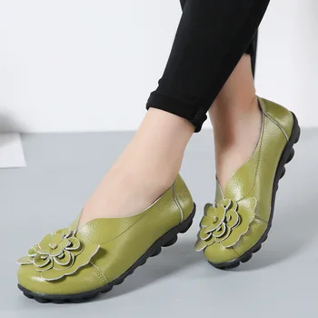 Koovan Flowers женски апартаменти 2018 пролет и лято нови модели естествена кожа майка удобна боб обувки Дамски обувки на плоска подметка