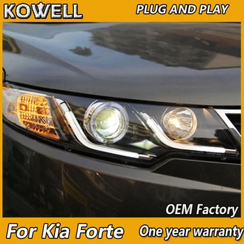 KOWELL Car Styling for Kia Forte фарове 2010 2011 2012-Cerato LED светлини LED DRL Bi xenon лещи High Low Beam паркинг
