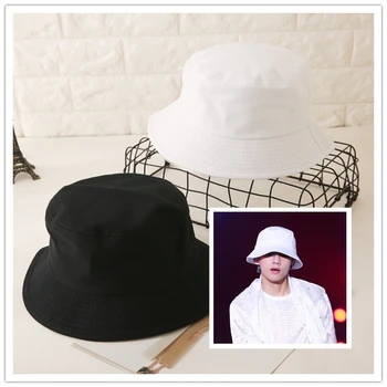 Kpop Bangtan Boys Fashion Fishing Cap до fisherman Outdoor Hiking Cool Unisex Black White Bucket Hat Suga V same Fishing Sun Hat