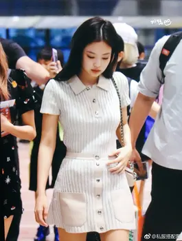 Kpop Seo Yea Джи есен нова бяла вязаный къс ръкав на ревера тениска върховете+елегантен Висока талия копчета поли дамски комплект от две части