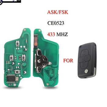 Kutery дистанционно на ключа на автомобила печатна платка за Citroen C2 C3 C4 C5 C6 C8 за Peugeot 106 206 4 бутона 433 Mhz ID46 CE0523 ASK/FSK