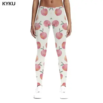 KYKU плодови гамаши женски гамаши 3d принт фитнес ластични панталони, спортни панталони ликра елемент гамаши женски гамаши, панталони