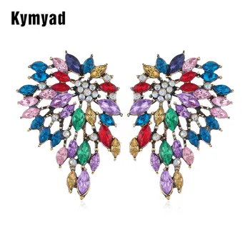 Kymyad Обеци Crystal За Жени, Бижута Vitage Цветни Камък Жена Обеци Bijoux Femme Обеци, Бижута 2020