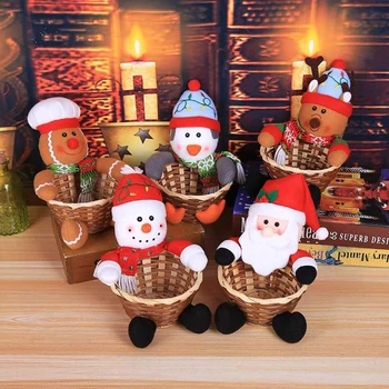 L Размер Бамбук Тъкани Многоцелеви Коледен Декор Candy Basket Table Decorat Children Candies Приятели Christmas Gift Basket