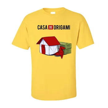 La Casa de Papel потници и тениски мъжки t-shirt кръгъл отвор памук, тениски класически къс ръкав La Casa de Оригами Tee-Shirt