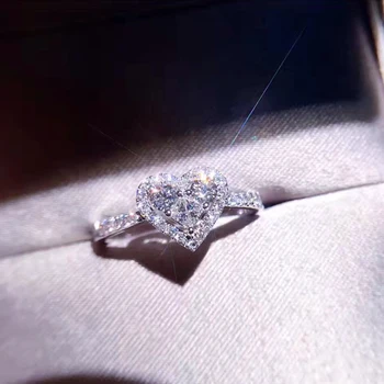 Lady ' s Classic solid 925 чисто сребро пръстен имитация бриллиантового сърцето пръстени сватба марка бижута за жени размера на 4,5,6,7,8,9,10