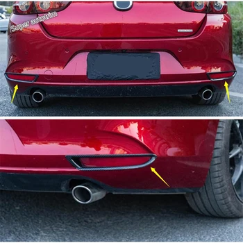Lapetus задни фарове за мъгла противотуманная фаровете рамка капак завърши подходящ за Mazda 3 седан 2019 2020 ABS въглеродни влакна / аксесоари екстериор
