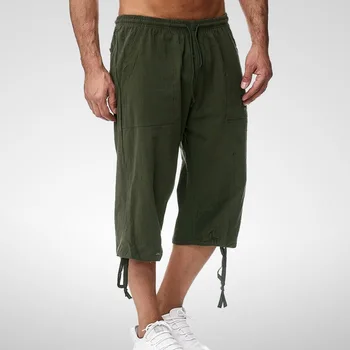 Lasperal нови мъжки скъсяване на панталони модни летни панталони ежедневни твърди панталони на съвсем малък всекидневни спортни панталони с еластичен колан