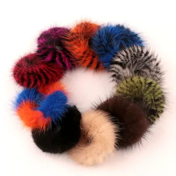 Lavida F25 Real Mink Hair Band / ключодържател / колела / еластичността на гумен валяк за коса, пръстен / момичета и жени, подарък/бижута и аксесоари