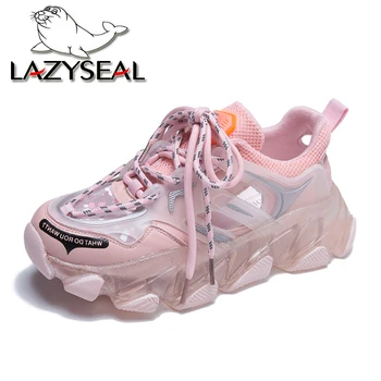 LazySeal Summer Jelly Shoes Women 5.5 cm прозрачни маратонки с дебела подметка дишащи дамски ежедневни Вулканизированные маратонки дантела