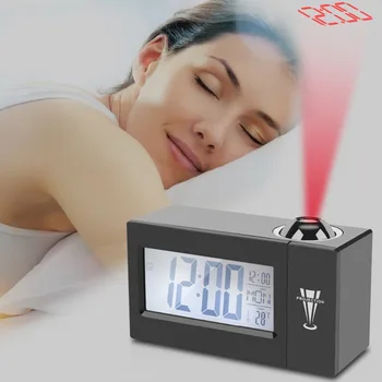 LCD екран Цифрова led проекция будилник календар температура влажност Пробуждане функция за повторение настолни компютри часовници лека нощ