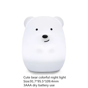 LED Bear Silica gel Night light for нощна лампа за детска нощна лампа Pat color lamp AAA battery baby lamp protect eyes