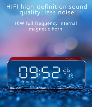 Led digital alarm clock преносими безжични Bluetooth дисплей на температурата с FM-радио Начало часовник електронен субуфер Desktop