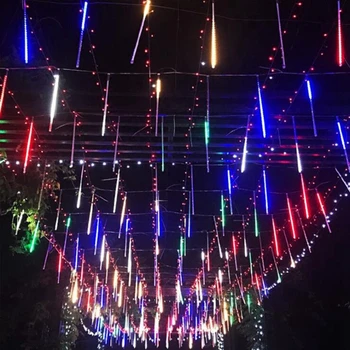 LED метеоритен дъжд Вали светлини 30 см 50 см 8Tube/set LED Коледа сватба градина декорации ред светлина 110/220 v