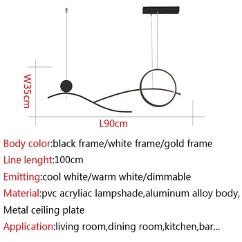 Led окачен лампа 110v 220v модерна домашна полилей, висящ лампа за трапезария кухня, хол закрит лампа за осветление на 90 см