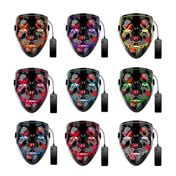 LED Хелоуин Маска Light Up EL Тел Scary Mask For Хелоуин Masquerade Festival Halloween Party Scary Mask Glowing