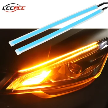 LEEPEE Car Styling Auto DRL Turning Signal Lamp 2PCS Waterproof Auto Upgrate Kit дневни светлини LED Running Light 12V DC