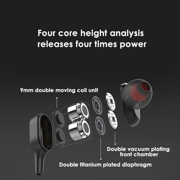LEORY N33 bluetooth слушалки, двоен динамичен драйвери бас стерео слушалки подкрепа TF карта на шийката на каишка спортни слушалки с микрофон