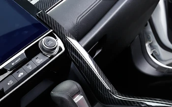 LHD Car Console Gear Box Edge Trim ABS Carbon Fiber Texture вътрешна украса за Honda Civic 2019 2017 2018 2016 аксесоари