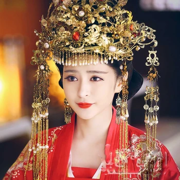 Li ChangLe Wedding Tiara Древнекитайская традиционна сватбена тиара на Финикс за най-новата телевизионна пиеси The Princess WeiYoung
