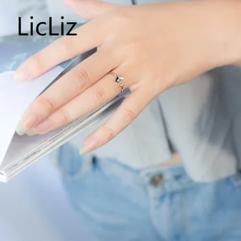 LicLiz мода 925 сребро прост дизайн опашка на русалка маншет пръстен за жени бяло злато отворено регулируем пръстен бижута LR0700