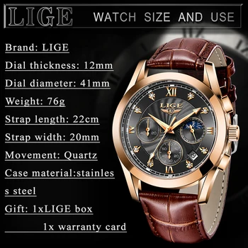 LIGE Men Sport Clock Dropshipping светлинна водоустойчив мъжки кварцов часовник мултифункционален хронограф часовник цена на едро