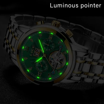LIGE автентични часовници мъжки автоматично механични часовници Tourbillon луксозни модерен спортен часовник от неръждаема стомана за мъже Relogio Masculino