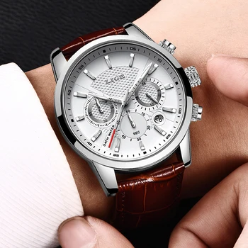 LIGE мъжки часовник подарък топ луксозна марка водоустойчив спортен часовник хронограф кварцов Военни Униформи от естествена кожа Relogio Masculino
