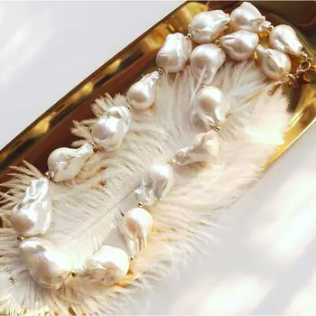 Lii Джи Real Baroque Pearl Big Freshwater Pearl 14К Gold Filled колие 45 см луксозни изящни бижута за жени Party Wedding