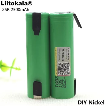 Liitokala New Original 18650 2500mAh батерия INR1865025R 3.6 V discharge 20A dedicated Power batteries + DIY Nickel sheet