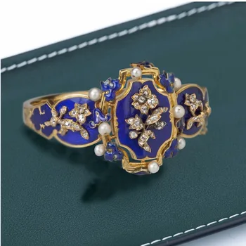 LISMExplosive New Products High-end Luxury Atmosphere Retro Emal Flower Lady Ring Fashion Jewelry Christmas Gift