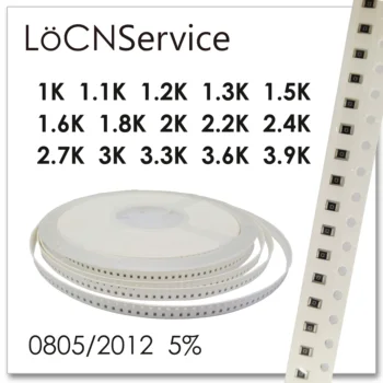 LoCNService 0805 J 5% 5000pcs 1K 1.1 K 1.2 K 1.3 K 1.5 K 1.6 1.8 K K 2K 2.2 K 2.4 K 2.7 K 3K 3.3 K 3.6 K 3.9 Ksmd 2012 ома резистор