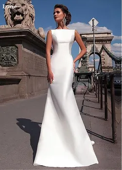 Lorie Mermaid Wedding Dress 2020 без гръб Сатен Bride Dresses Vestido de новия Boho елегантна сватбена рокля за жените по поръчка