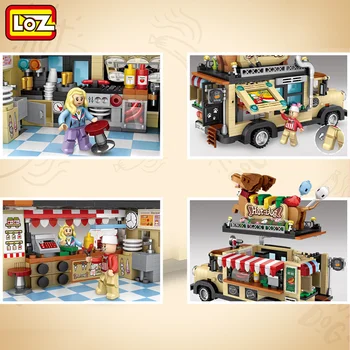 LOZ 1116 Hot Dog Fast Food Car Vehicle Животните 3D Model 1317pcs САМ Mini Blocks Bricks Assembly Diamond Building block Toy Gift
