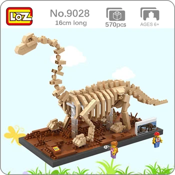 LOZ 9028 Джурасик период динозавър изкопаеми Брахиозавр скелет DIY мини диамантени блокове, тухли, строителни играчки за деца без кутия