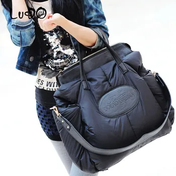 LUCDO зима Дамски чанти мода пространство памук материал-голям пакет надолу чанта дами топло чанта основната болса